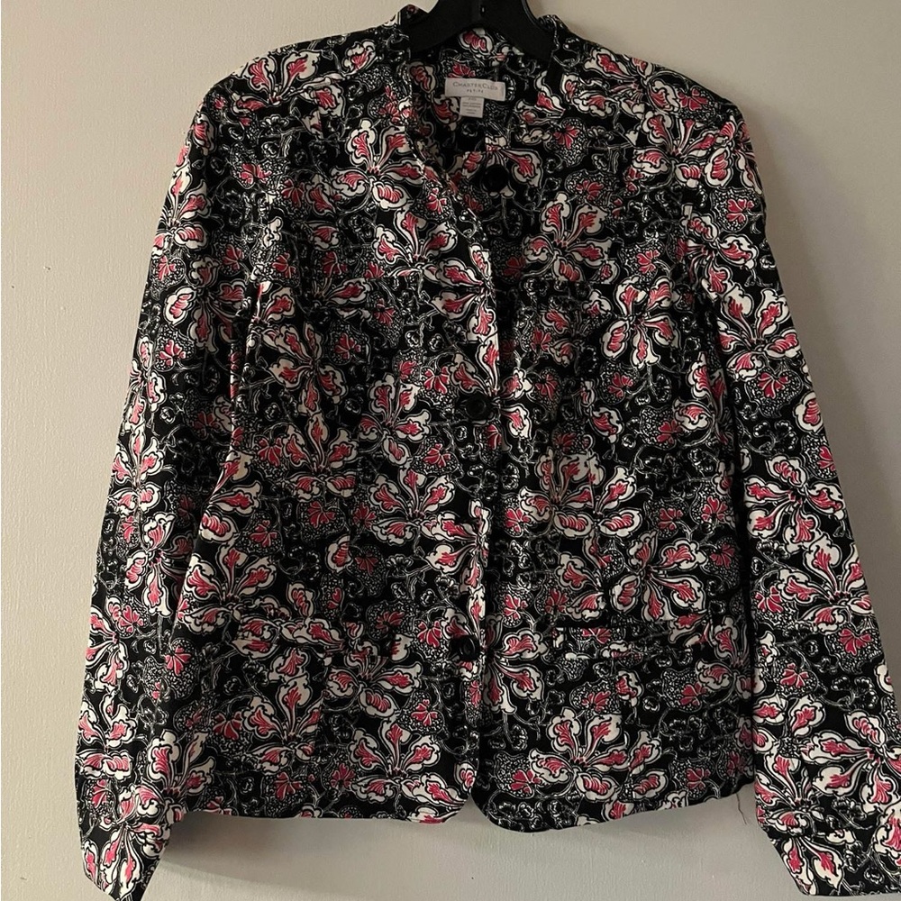 Charter club Floral Black and Red Women's Jacket petite small